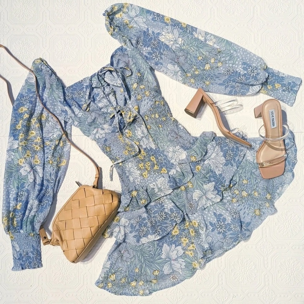 MARIETTA FLORAL CINCHED BUST CUTOUT MINI DRESS